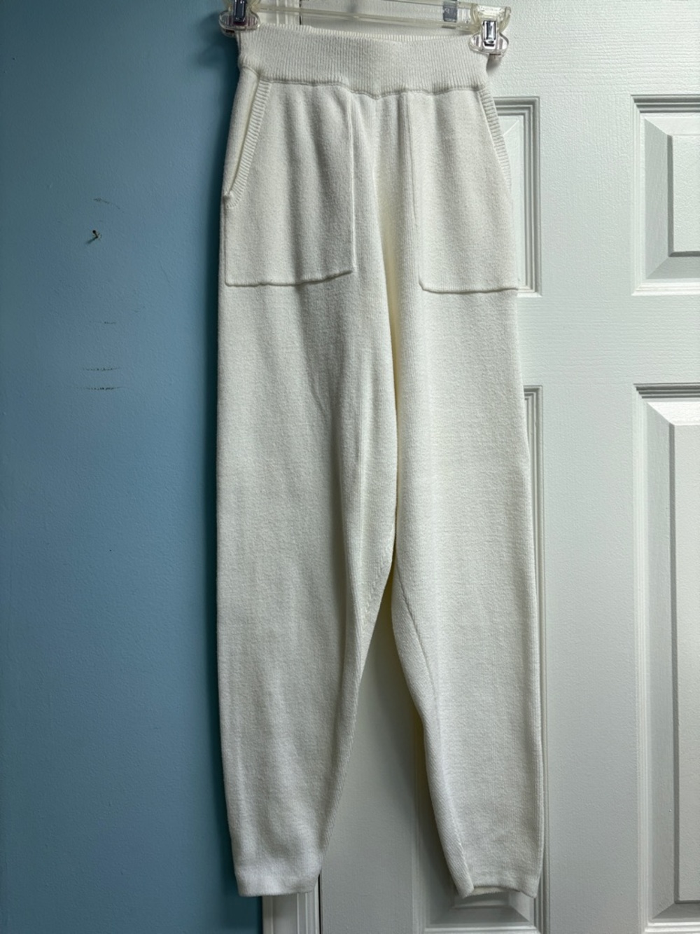 Sincerely Jules Thicker Knit Cream Ribbed Pockets Lounge Pants Women's Size XS !